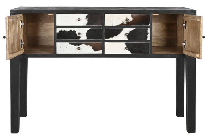 DKD Home Decor Consola de Mango y Piel 135 x 40 x 94 cm