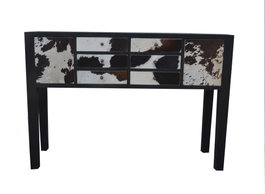 DKD Home Decor Consola de Mango y Piel 135 x 40 x 94 cm