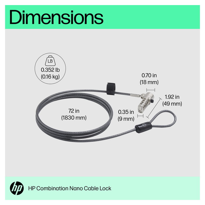 HP Bloqueo de cable con combinación Nano HP Bloqueo de cable con combinación Nano
