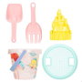 Cubo playa la sirenita 14cm con cedazo, pala, rastillo y 1 molde