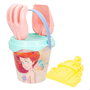 Cubo playa la sirenita 14cm con cedazo, pala, rastillo y 1 molde