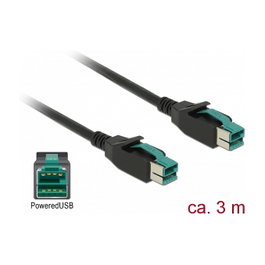 DeLOCK 85494 Cable PoweredUSB de 3 m para terminales y puntos de venta 12 V