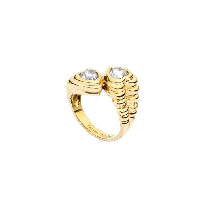 Chiara Ferragni Bold Ring Brass YG CZ White Dorado Talla 14 Chiara Ferragni Bold Ring Brass YG CZ White Dorado Talla 14