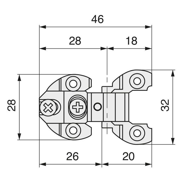H.GIL Toledo Bisagra Estilo Canto 32 Acabado Cromo Ral 9006