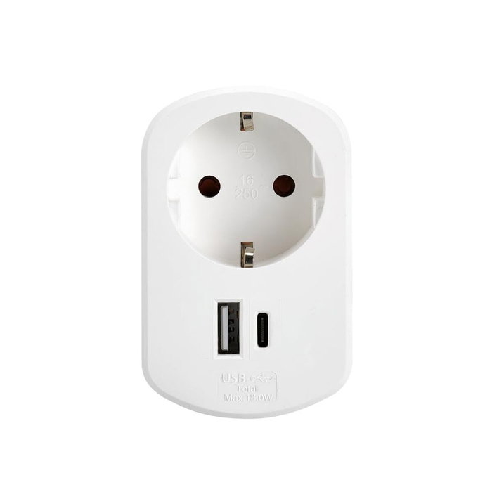 Simon Adaptador combi blanco con 1 toma Schuko y 2 puertos USB (30 W)