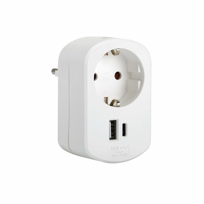 Simon Adaptador combi blanco con 1 toma Schuko y 2 puertos USB (30 W)