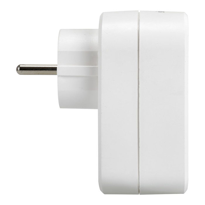Simon Adaptador Combi 30W, Enchufe con 1 Toma Schuko + 2 Puertos USB-A y USB-C Carga Rápida, 16A 250V, Blanco