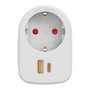 Simon Adaptador Combi 30W, Enchufe con 1 Toma Schuko + 2 Puertos USB-A y USB-C Carga Rápida, 16A 250V, Blanco