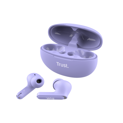 Trust 25297 Auriculares True Wireless Stereo (TWS) Bluetooth USB Tipo C para Llamadas/Música, Color Púrpura