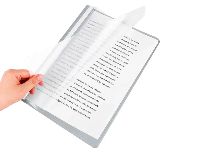 Q-connect Carpeta Dossier Fastener Plástico DIN A4 Gris PVC Transparente Opaca