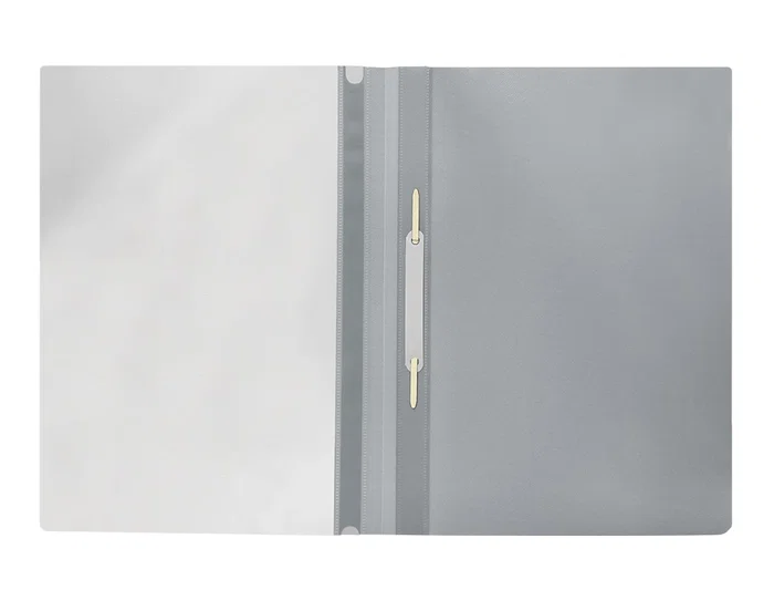 Q-connect Carpeta Dossier Fastener Plástico DIN A4 Gris PVC Transparente Opaca