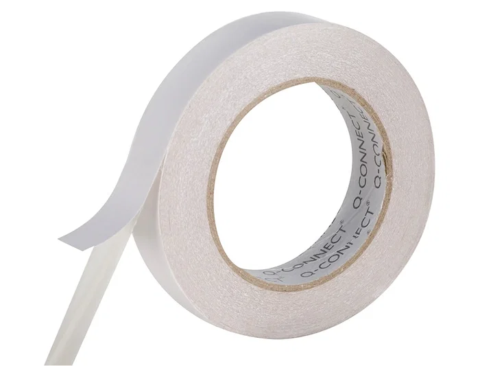 Q-connect Cinta Adhesiva Doble Cara 33 m x 25 mm, para Papel, Cartulina, Fotos y Moquetas, Ideal para Múltiples Fijaciones