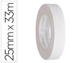 Q-connect Cinta Adhesiva Doble Cara 33 m x 25 mm, para Papel, Cartulina, Fotos y Moquetas, Ideal para Múltiples Fijaciones