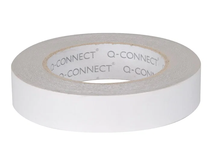 Q-connect Cinta Adhesiva Doble Cara 33 m x 25 mm, para Papel, Cartulina, Fotos y Moquetas, Ideal para Múltiples Fijaciones