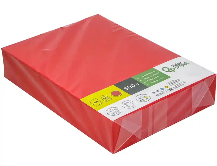 Liderpapel Papel de color rojo intenso Din A4 80 g/m², 500 hojas