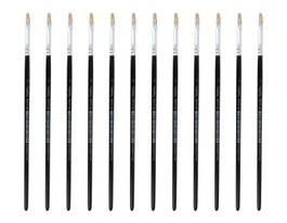 Innspiro Caja de 12 pinceles de cerda natural plano mango corto nº02