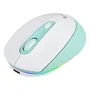 NGS SMOG MINT-RB Ratón Inalámbrico Recargable Verde Menta, 2400 DPI, RGB, Bluetooth y 2,4 GHz, Ambidextro, Clic Silencioso, 3 Botones, Blanco/Menta, con Batería Recargable USB-C