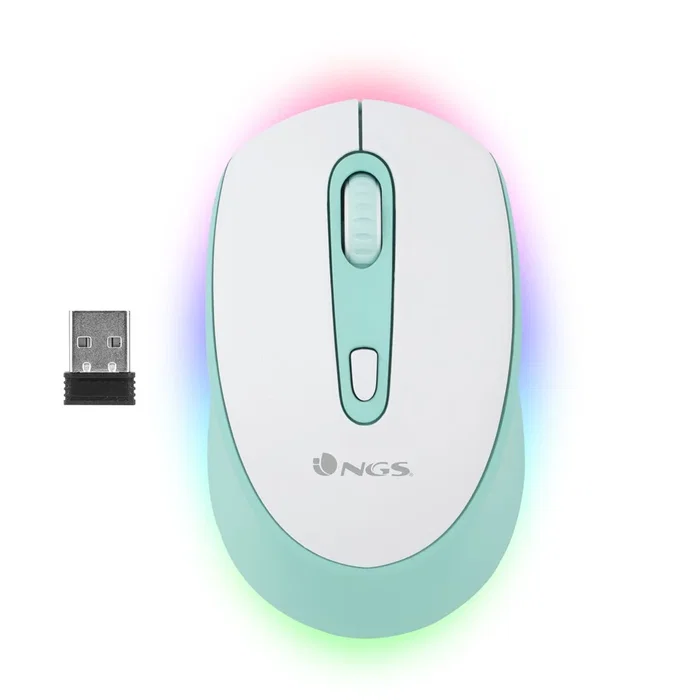 NGS SMOG MINT-RB Ratón Inalámbrico Recargable Verde Menta, 2400 DPI, RGB, Bluetooth y 2,4 GHz, Ambidextro, Clic Silencioso, 3 Botones, Blanco/Menta, con Batería Recargable USB-C NGS SMOG MINT-RB Ratón Inalámbrico Recargable Verde Menta, 2400 DPI, RGB, Bluetooth y 2,4 GHz, Ambidextro, Clic Silencioso, 3 Botones, Blanco/Menta, con Batería Recargable USB-C