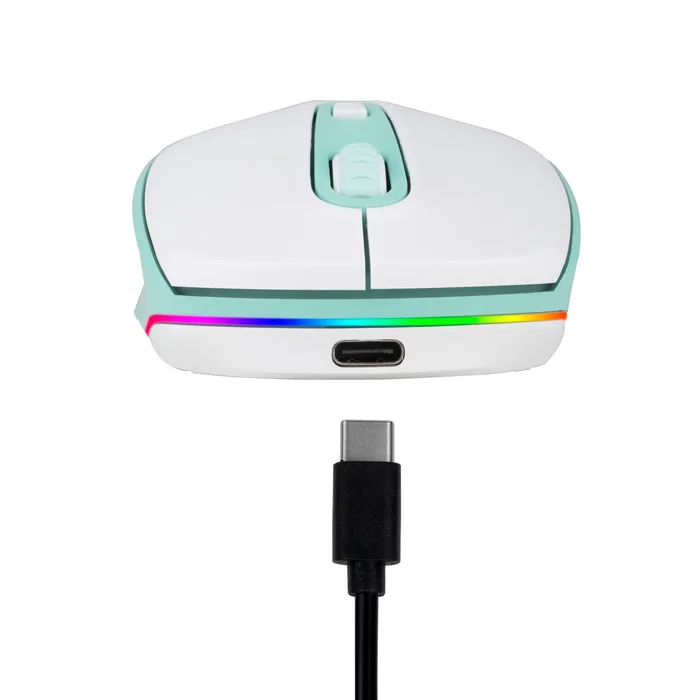 NGS Smog Mint-RB Ratón Inalámbrico Recargable RGB Verde Menta