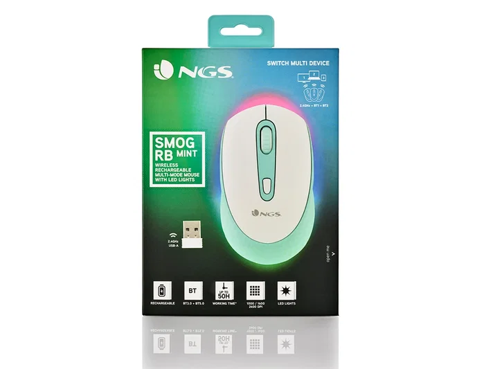 NGS Smog Mint-RB Ratón Inalámbrico Verde Menta
