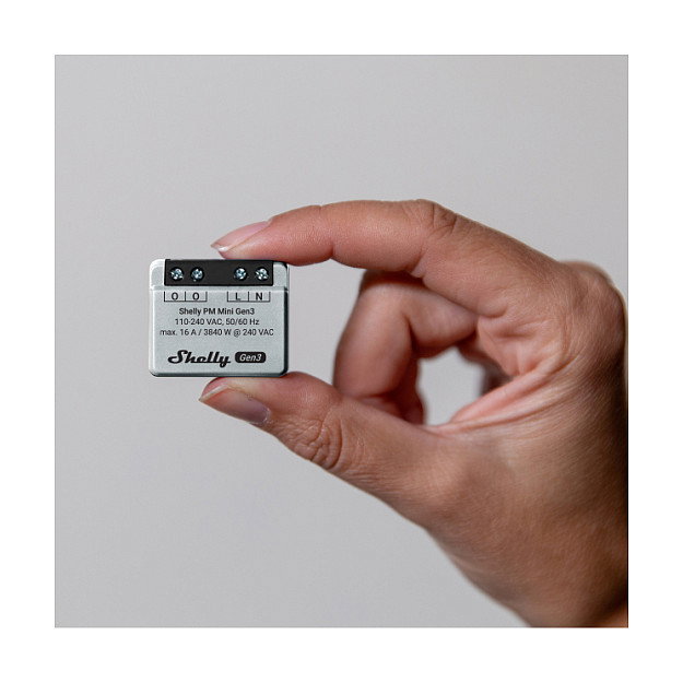 Shelly PM Mini Gen.3 Interruptor Inteligente para Empotrar 1P WLAN Bluetooth, Gris, Compatible con Alexa y Google Assistant