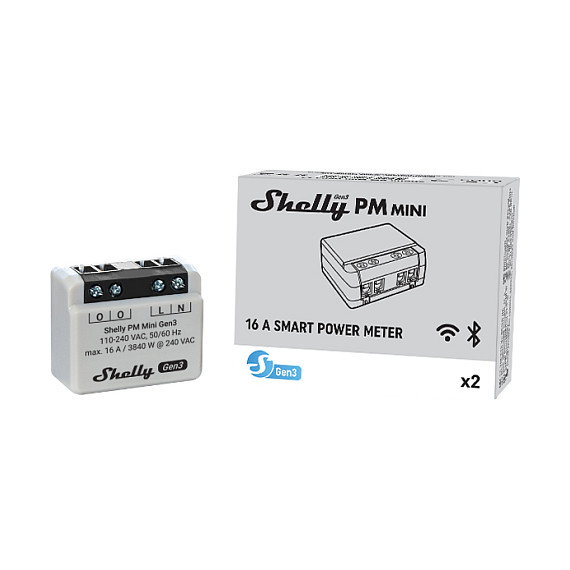 Shelly PM Mini Gen.3 Interruptor Inteligente para Empotrar 1P WLAN Bluetooth, Gris, Compatible con Alexa y Google Assistant