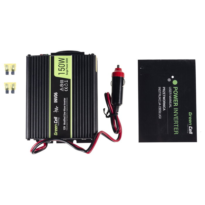 Green Cell INV06 Convertidor de Voltaje de Coche 12V a 230V 150W/300W