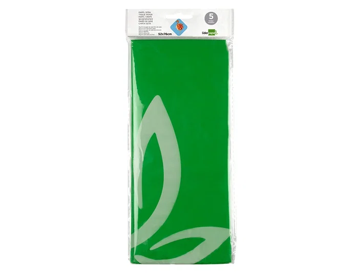 Liderpapel Papel seda 52x76cm 18g/m2 Verde Bolsa 5 Hojas