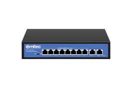 Ernitec Switch PoE Inteligente No Gestionado de 10 Puertos Gigabit, 8 Puertos PoE (110W) y 2 Puertos RJ45 - IEEE 802.3, VLAN, HiPoE 60W