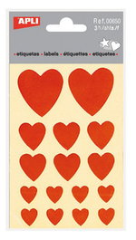 Gomets Apli Corazones Bolsa 3H Rojo 48 Uds. (00650) (Set de 10)