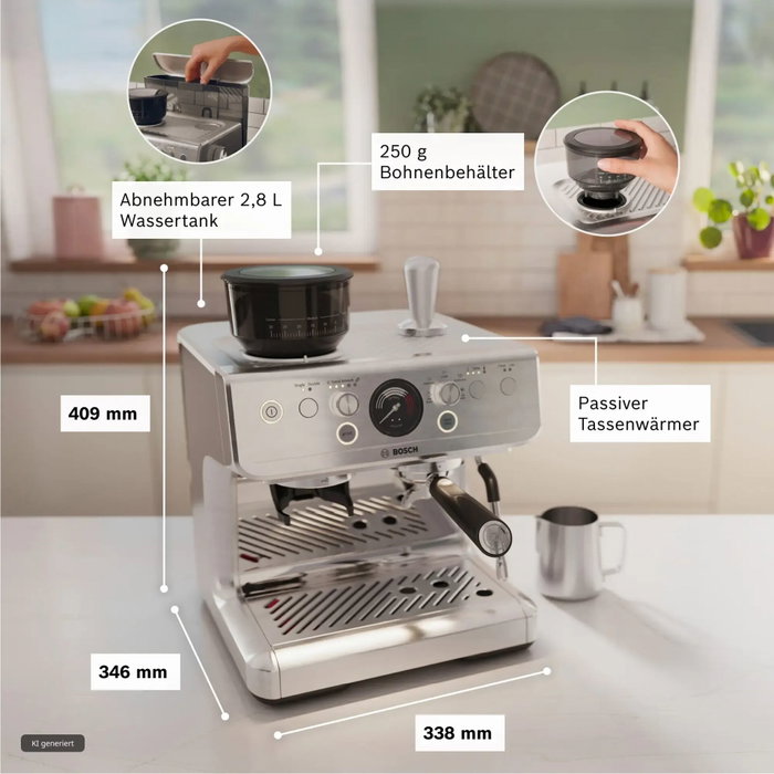 Bosch Series 4 HomeCafé PFE403C3 Cafetera Espresso en Acero Inoxidable Bosch Series 4 HomeCafé PFE403C3 Cafetera Espresso en Acero Inoxidable