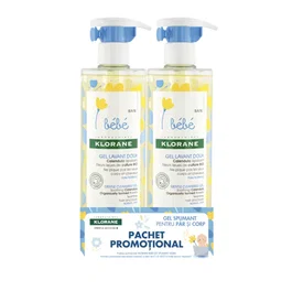 Klorane Baby Set Duo Gel de Ducha para Cabello y Cuerpo 2 x 500 ml