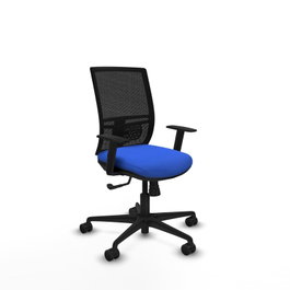 PIQUERAS Y CRESPO Silla de oficina Yunquera Azul y Negro con mecanismo Sincro, Brazos 1D y Malla Negra