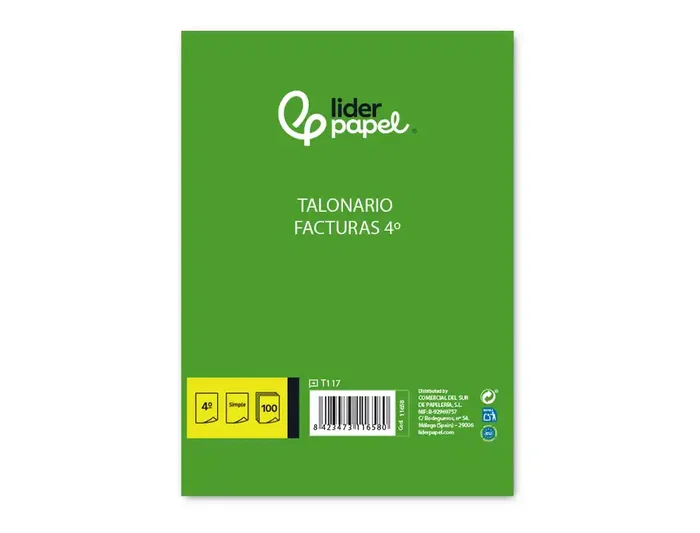 Liderpapel Talonario T117 Facturas Cuarto Original Sin Iva 144x210 Mm