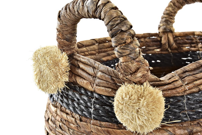 DKD Home Decor Set de 2 Cestas de Fibra Marrón y Negro 31x31x33 cm DKD Home Decor Set de 2 Cestas de Fibra Marrón y Negro 31x31x33 cm