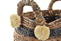 DKD Home Decor Set de 2 Cestas de Fibra Marrón y Negro 31x31x33 cm
