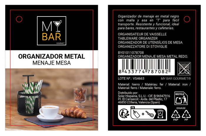 Inde Organizador Menaje Mesa Metal Redo. My Bar 13.9 cm (ancho) x 21.9 cm (alto) x 13.8 cm (largo) (8 Unidades) Inde Organizador Menaje Mesa Metal Redo. My Bar 13.9 cm (ancho) x 21.9 cm (alto) x 13.8 cm (largo) (8 Unidades)
