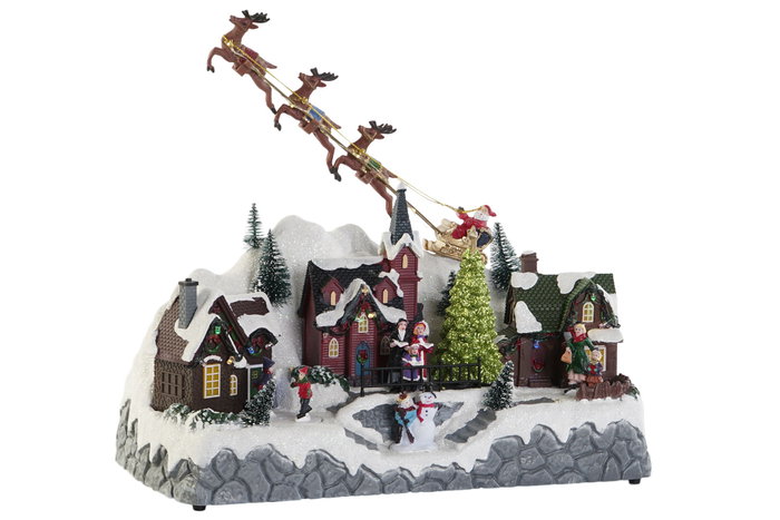 DKD Home Decor Casa Navidad Tradicional LED Movimiento Música Multicolor 18 x 27.5 x 34 cm