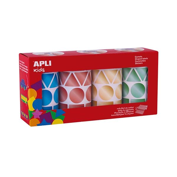 Apli Pack de 4 Rollos de Gomets Geométricos Colores Metalizados 27 mm Apli Pack de 4 Rollos de Gomets Geométricos Colores Metalizados 27 mm