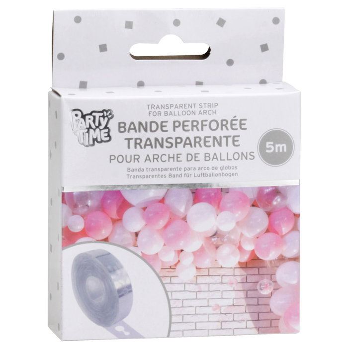 Party Time Soportes para Globos - Kit para Decoración de Eventos con Tira Perforada y Pastillas Adhesivas