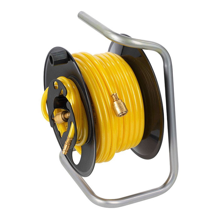 Powerplus Enrollador portátil con manguera PVC para aire 20 m, 17 bar, conexión 1/4" tipo euro