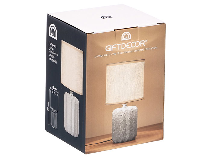 Giftdecor Lámpara Sobremesa Rayas Gris 13x13x19 cm Cerámica (Set de 12)