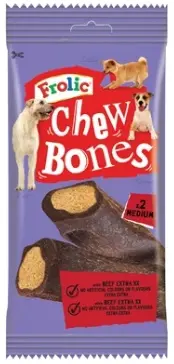 Frolic Hueso Masticable para Perros Sabor Jamón - 12 Unidades x 170 gr, 2 Piezas