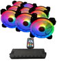 Talius Pack 9 Ventiladores Iris Spectrum ARGB/Cronos 120mm con Centralita y Mando RF, Negro