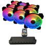 Talius Pack 9 Ventiladores Iris Spectrum ARGB/Cronos 120mm con Centralita y Mando RF, Negro