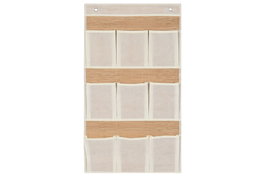 DKD Home Decor Organizador Colgante de Bambú y Tela Natural 45x81 cm