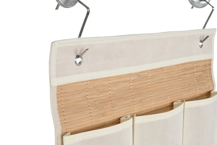 DKD Home Decor Organizador Colgante de Bambú y Tela Natural 45x81 cm