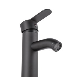 Grifo de lavabo monomando de estilo clásico Negro con caño alto