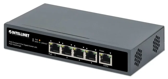 Intellinet Switch Gigabit de 5 puertos con PoE Passthrough 561808 Intellinet Switch Gigabit de 5 puertos con PoE Passthrough 561808