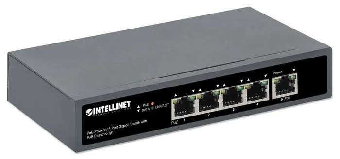 Intellinet Switch Gigabit de 5 puertos con PoE Passthrough 561808 Intellinet Switch Gigabit de 5 puertos con PoE Passthrough 561808